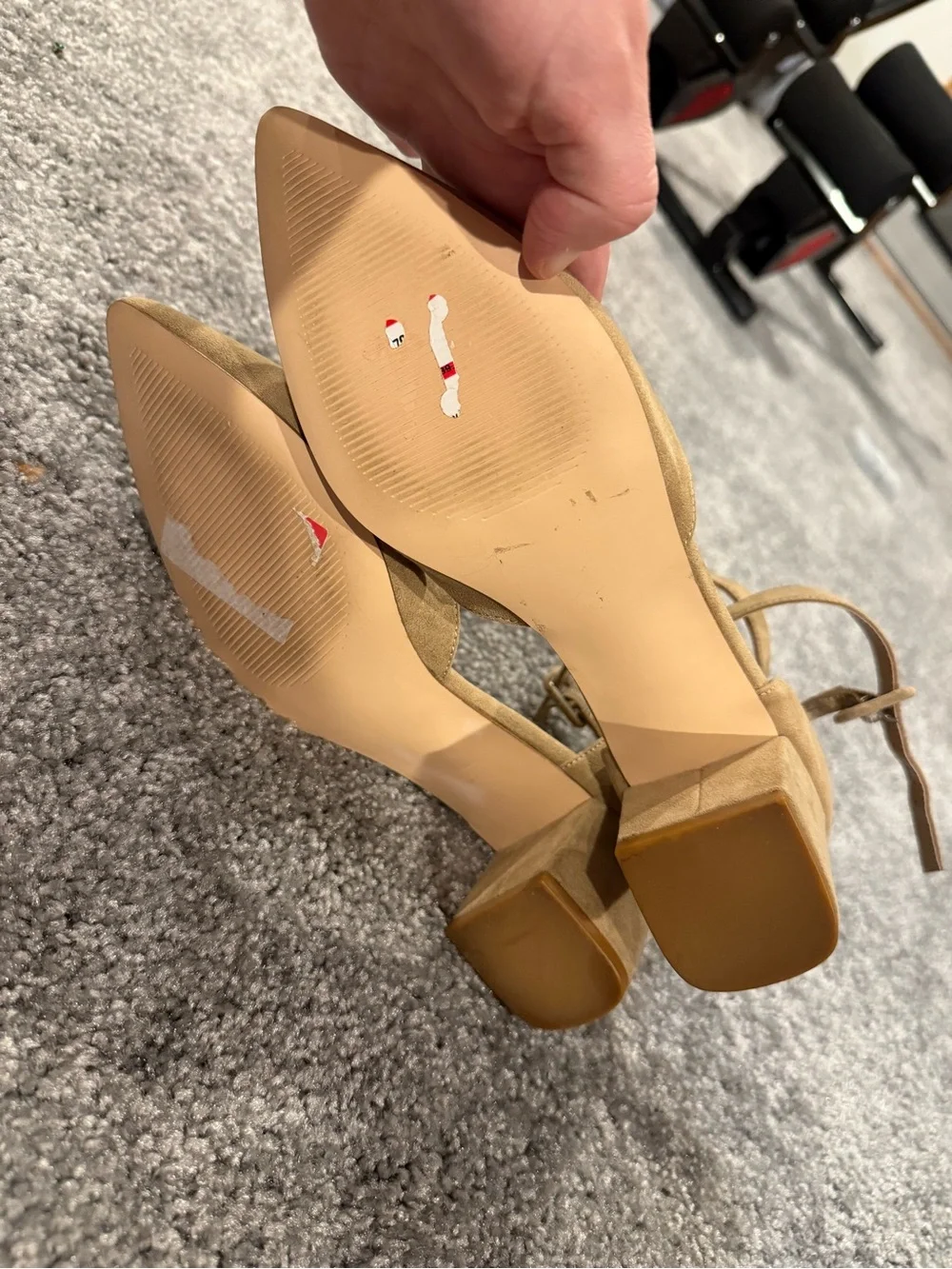 14th & Union Tan Suede Pointed Toe Ankle Strap Block Heels